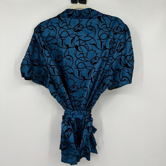 Lane Bryant Women's Black and Blue Blouse Plus size 22/24 Vintage belt glamorous - Picture 6 of 7